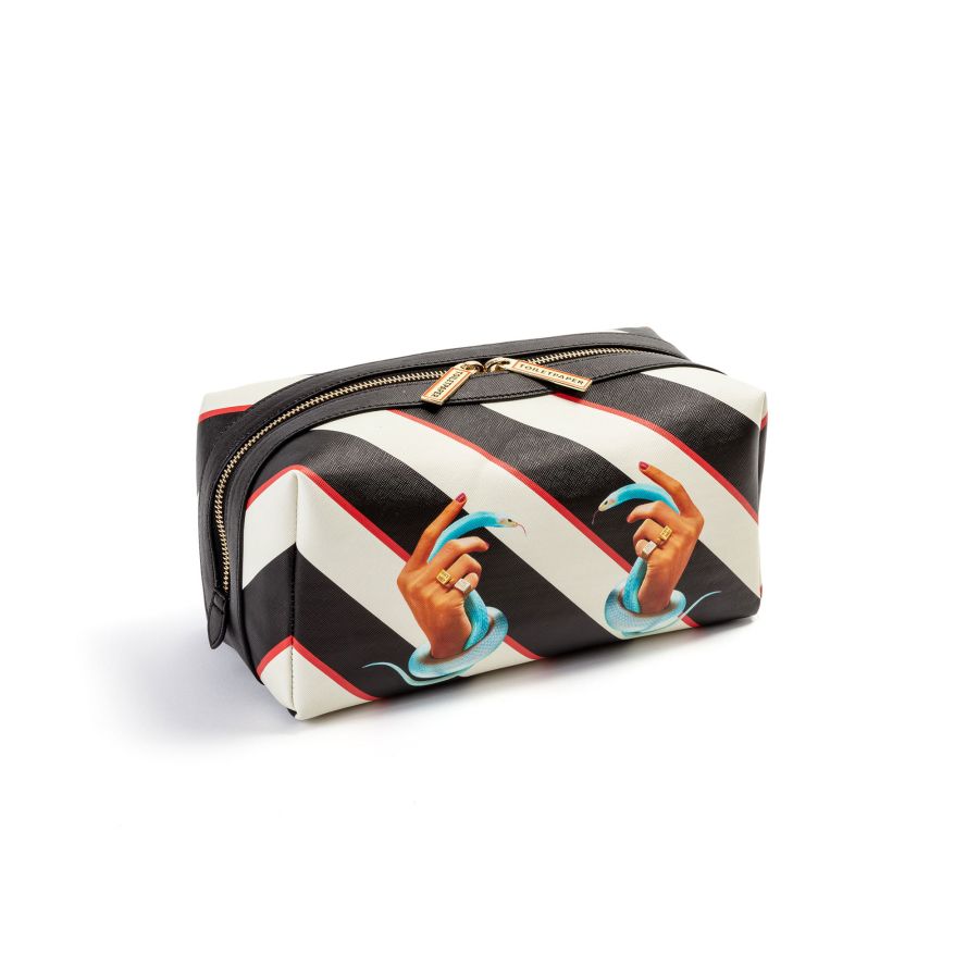 Seletti Wash Bag Stripes Hands With Snakes