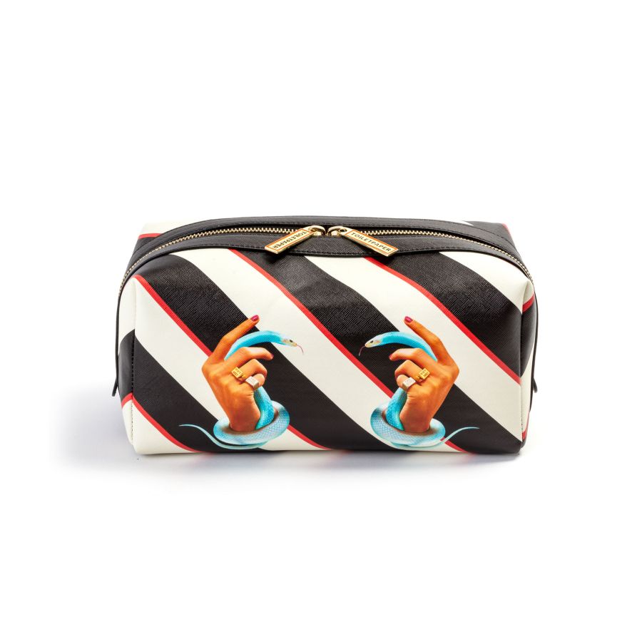Seletti Wash Bag Stripes Hands with Snakes