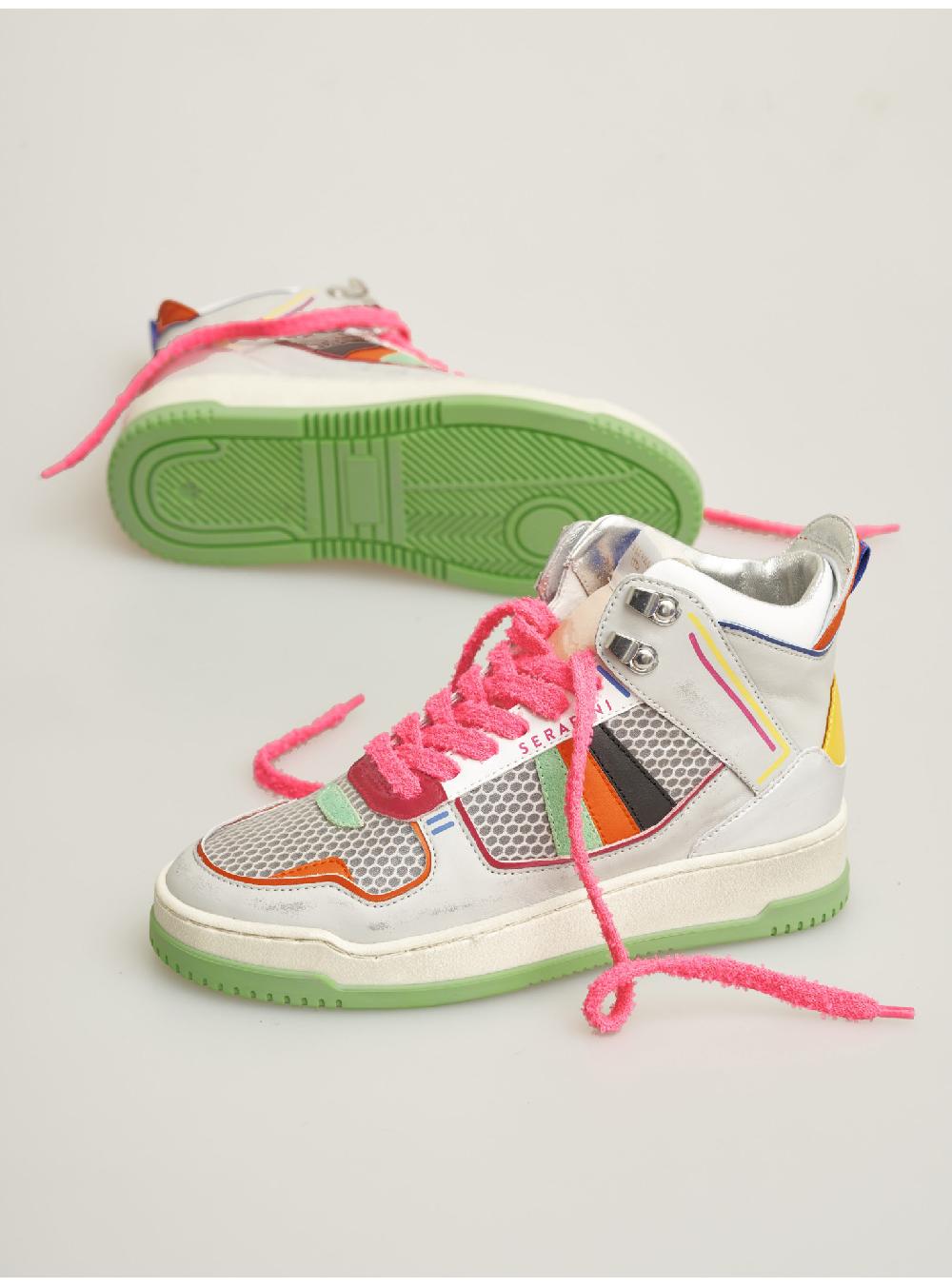 Serafini Sneakers Donna In Pelle Pelle Laminata Scamosciato Tessuto A Rete Serafini Shop