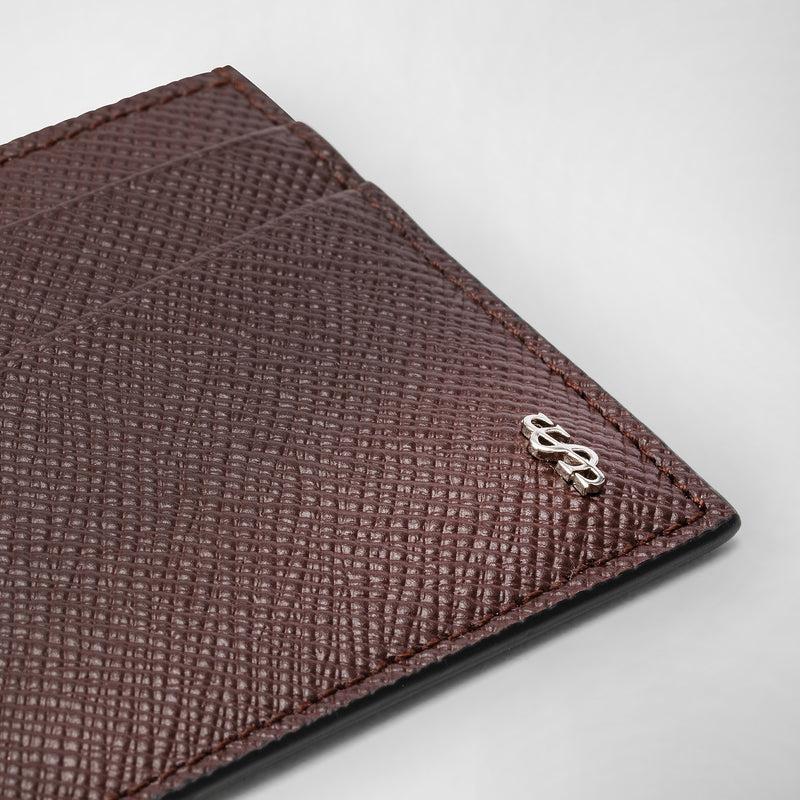Serapian 4-card Holder In Evoluzione Leather Burgundy