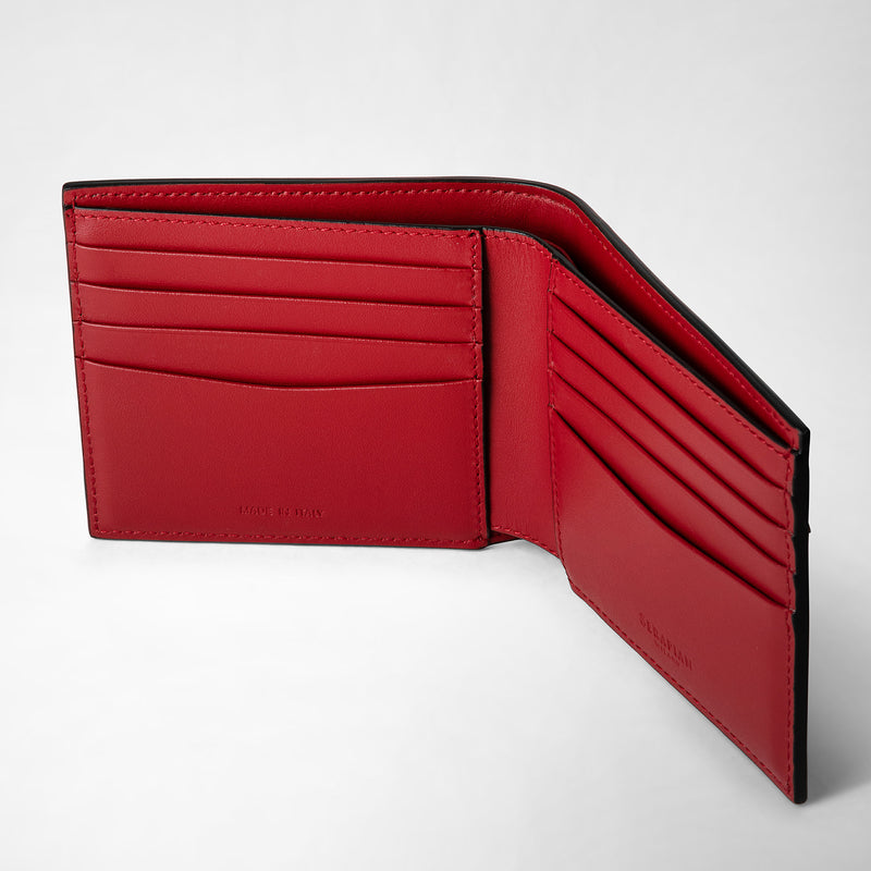 Serapian 8-card Billfold In Mosaico Black And Amaranth