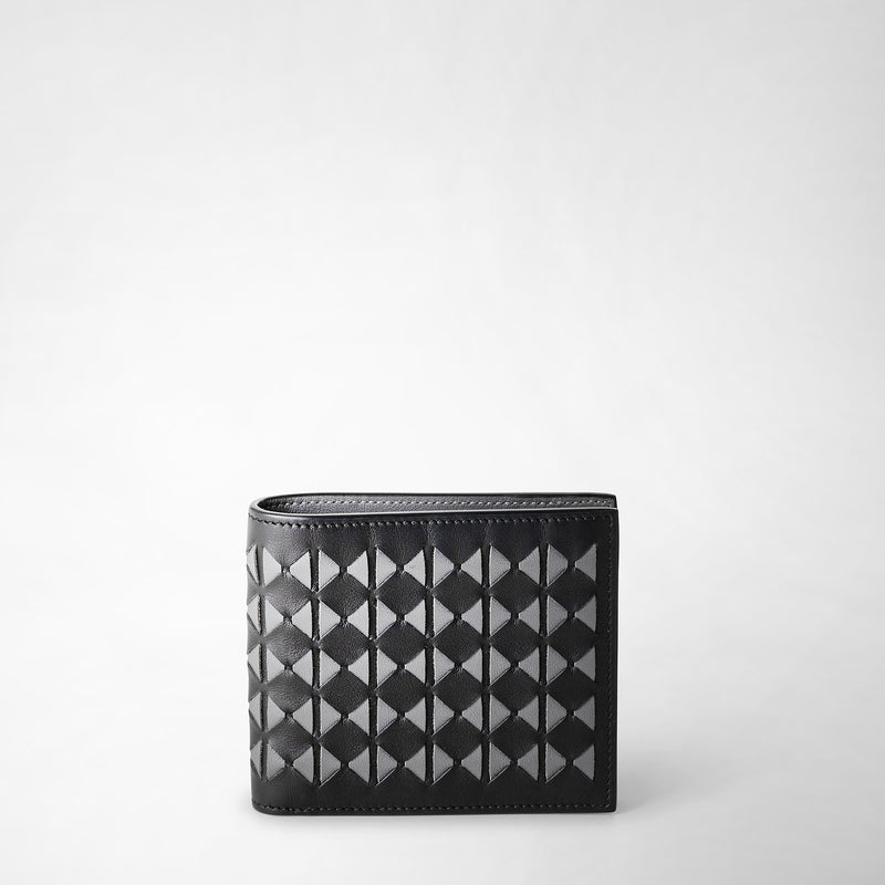 Serapian 8-card billfold in mosaico black and asphalt gray