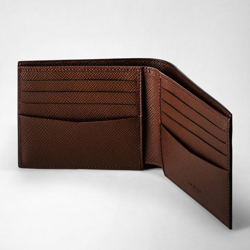 Serapian 8-card Billfold Wallet In Evoluzione Leather Burgundy