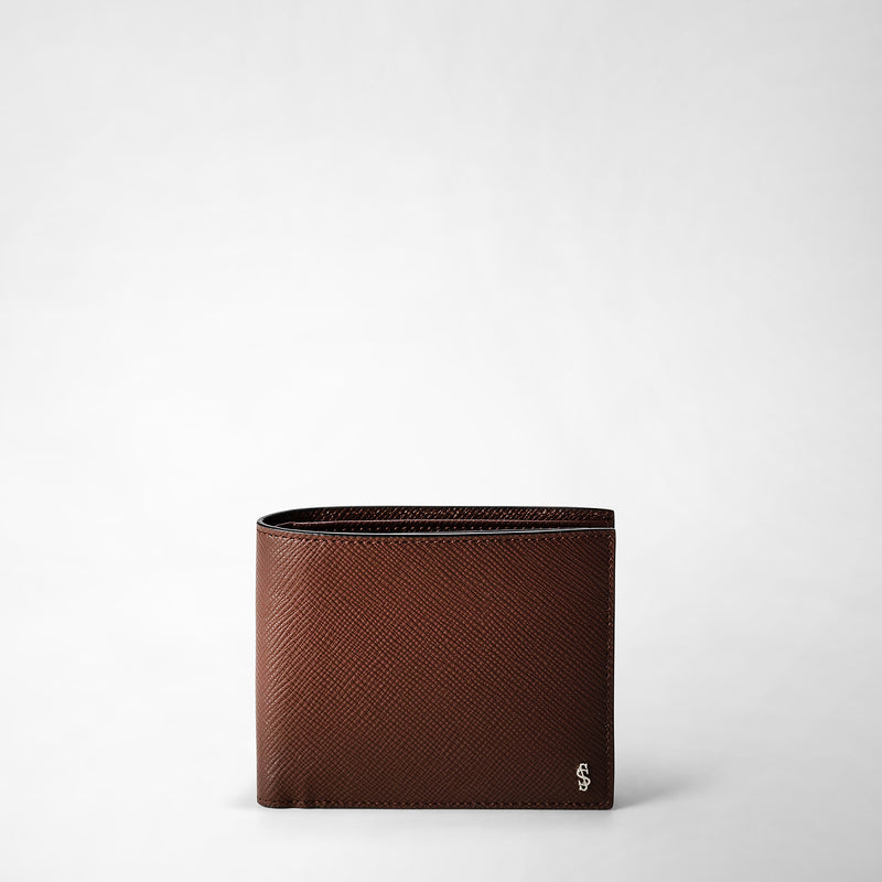 Serapian 8-card billfold wallet in evoluzione leather burgundy