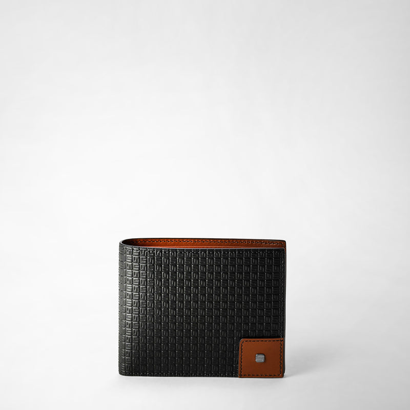 Serapian 8-card billfold wallet in stepan black cuoio