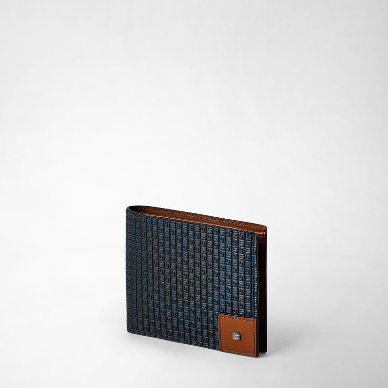Serapian 8-card Billfold Wallet In Stepan Ocean Blue-cuoio