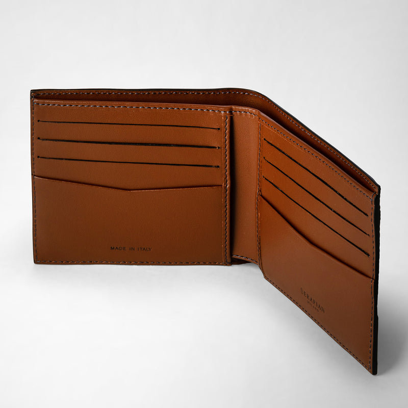 Serapian 8-card Billfold Wallet In Stepan Ocean Blue-cuoio
