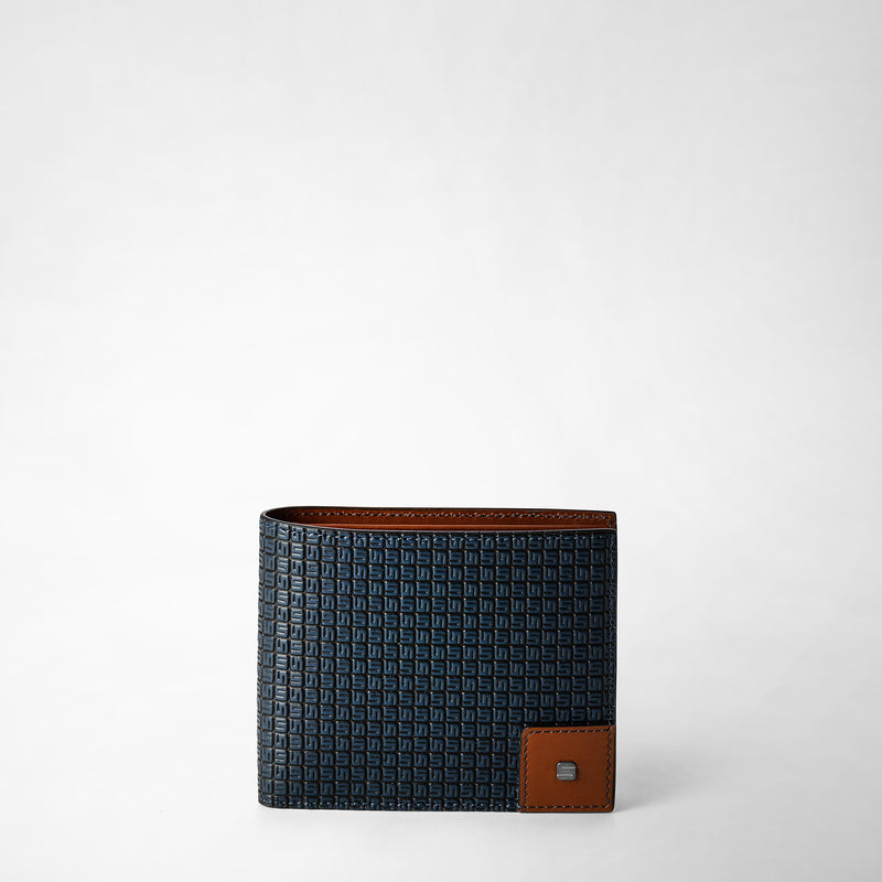 Serapian 8-card billfold wallet in stepan ocean blue-cuoio