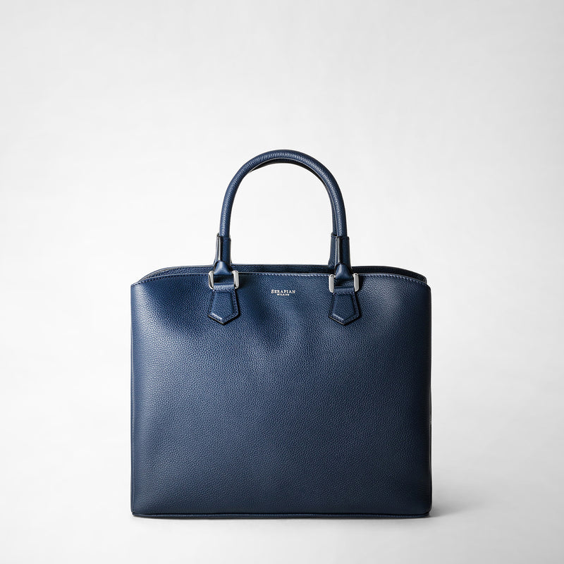 Serapian Borsa A Mano Luna In Pelle Rugiada Blu Navy