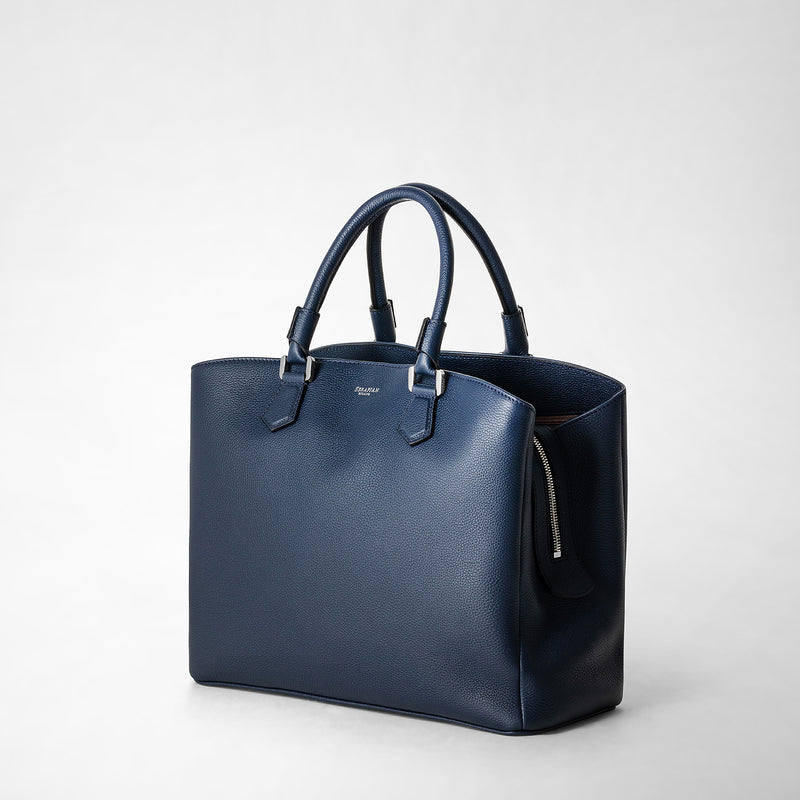 Serapian Borsa A Mano Luna In Pelle Rugiada Blu Navy