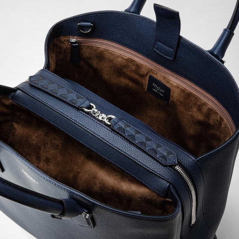 Serapian Borsa A Mano Luna In Pelle Rugiada Blu Navy