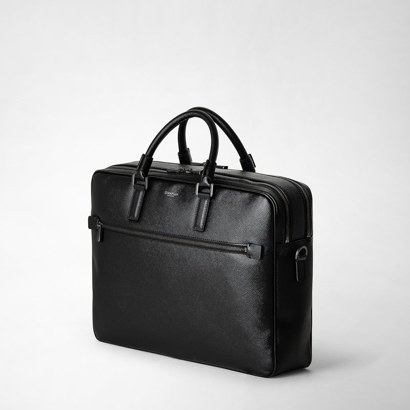 Serapian Borsa Business Doppio Scomparto Pelle Evoluzione Nero