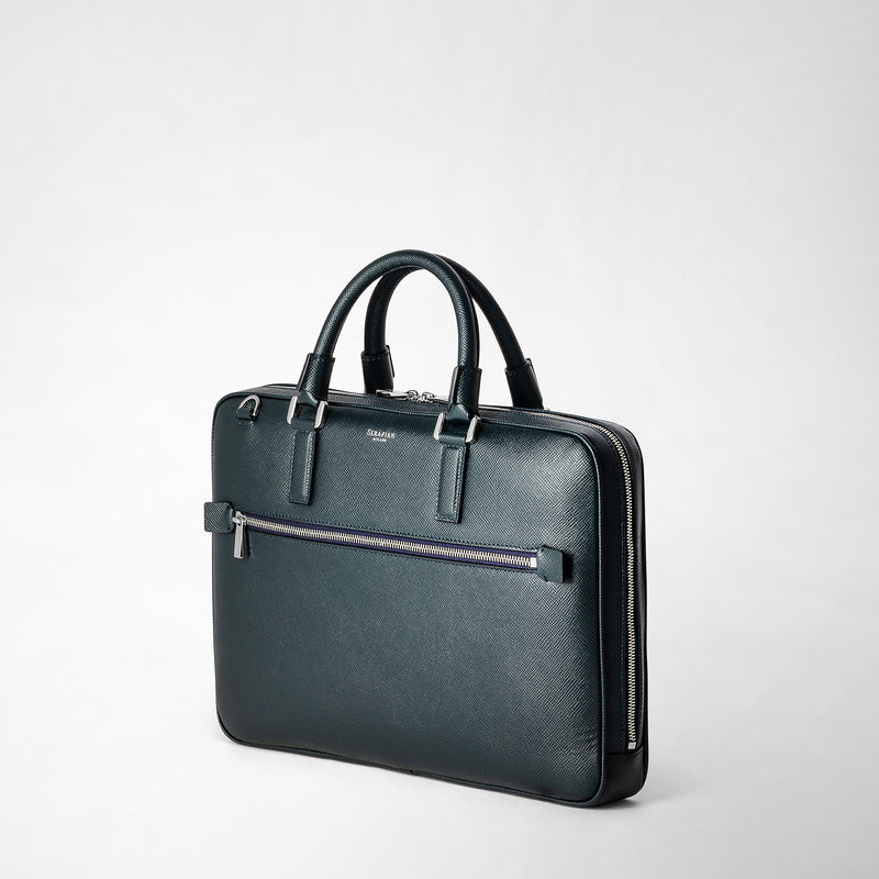 Serapian Borsa Business Extra Slim In Pelle Evoluzione Blu Navy