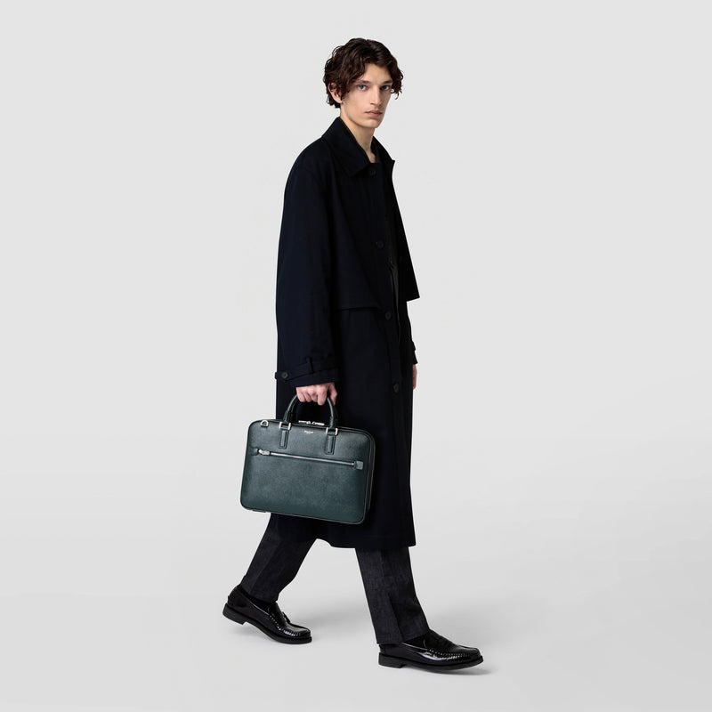 Serapian Borsa business extra slim in pelle evoluzione blu navy