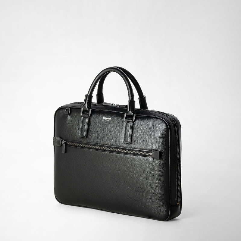 Serapian Borsa Business Extra Slim In Pelle Evoluzione Nero