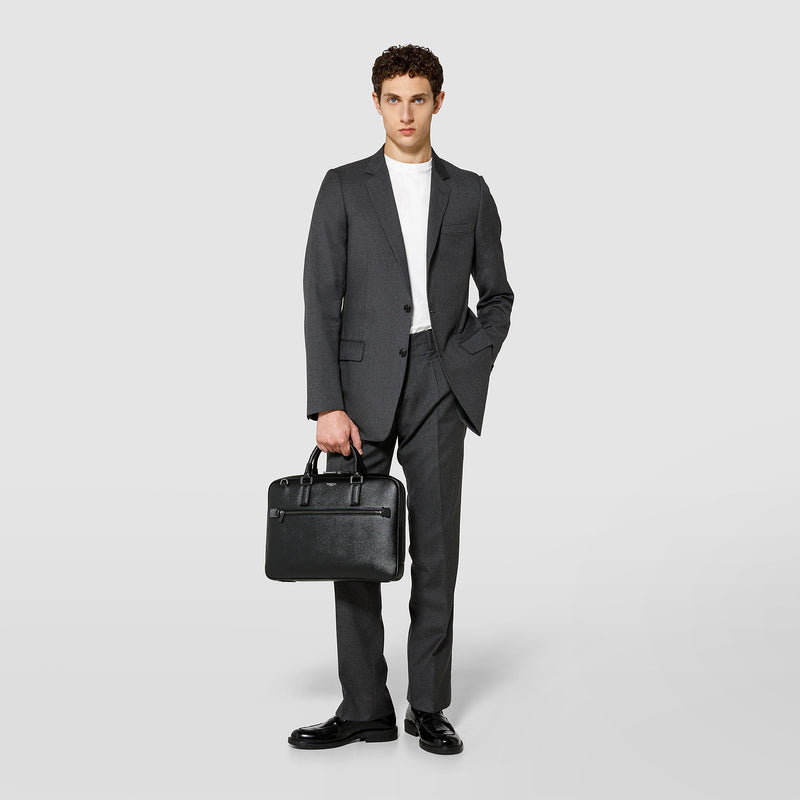 Serapian Borsa business extra slim in pelle evoluzione nero