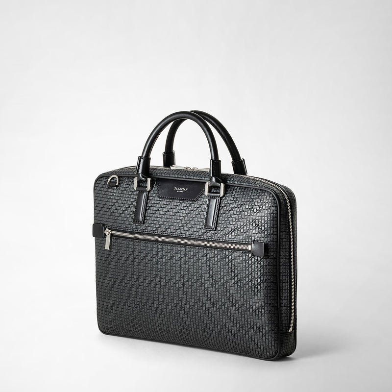Serapian Borsa Business Extra Slim In Stepan Asfalto-nero