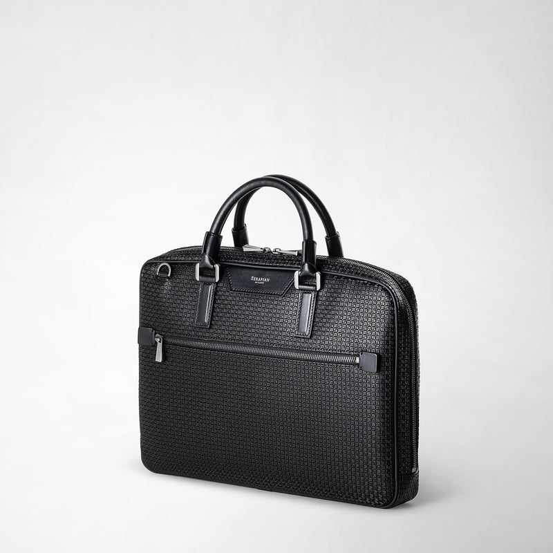 Serapian Borsa Business Extra Slim In Stepan Nero-nero Eclissi