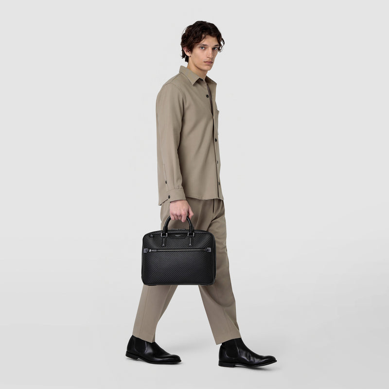 Serapian Borsa business extra slim in stepan nero-nero eclissi