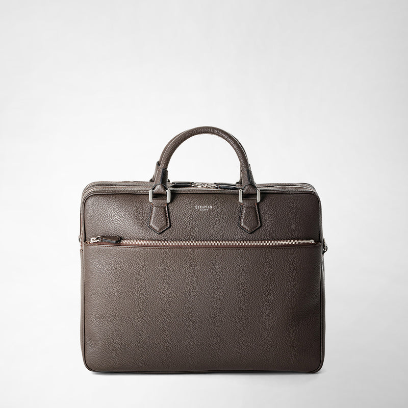 Serapian Borsa Business Grande In Pelle Cachemire Espresso