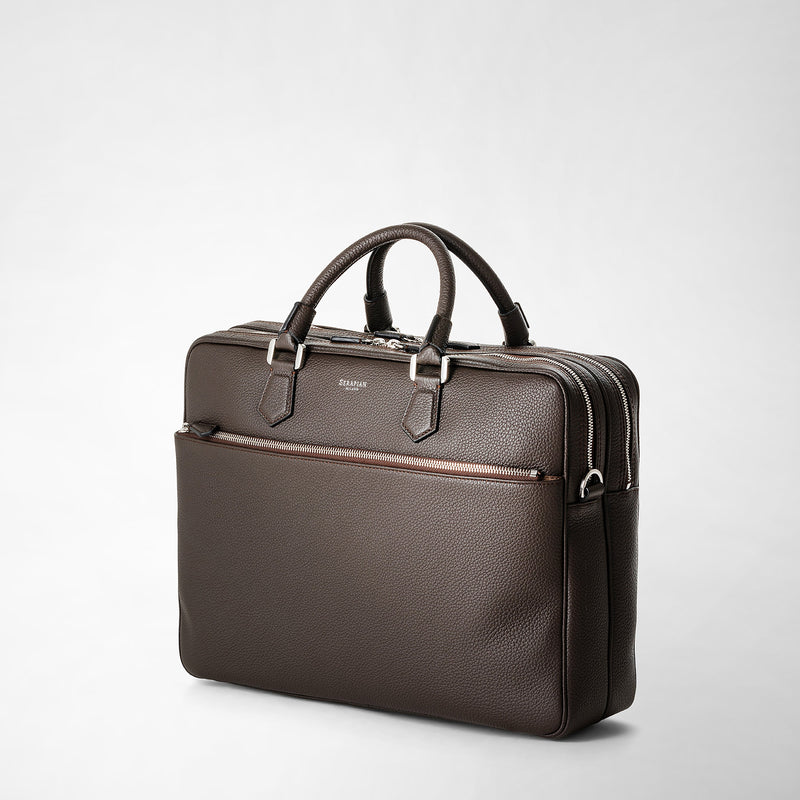 Serapian Borsa Business Grande In Pelle Cachemire Espresso