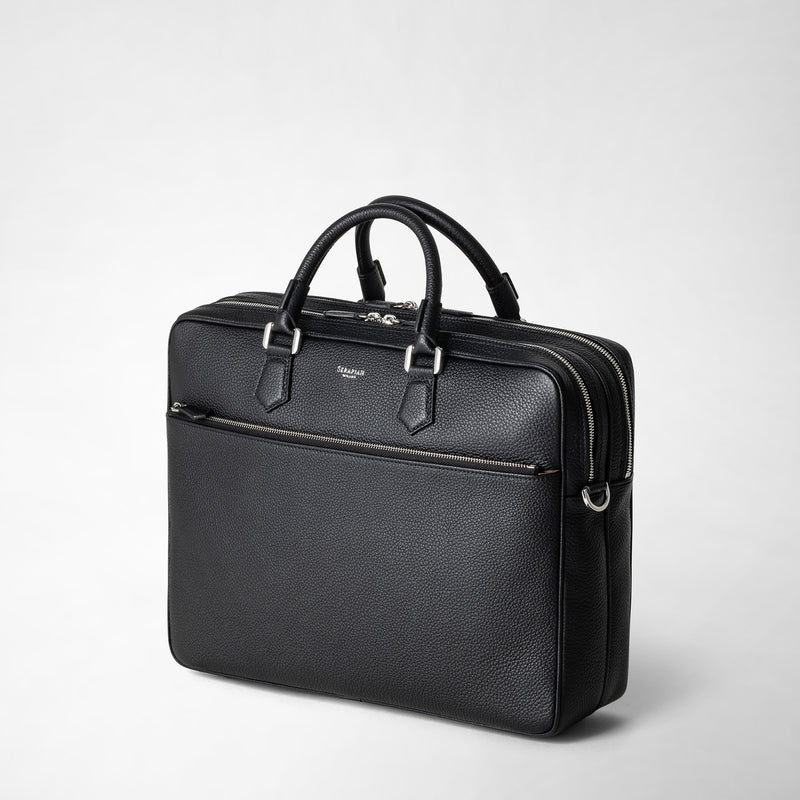 Serapian Borsa Business Grande In Pelle Cachemire Nera
