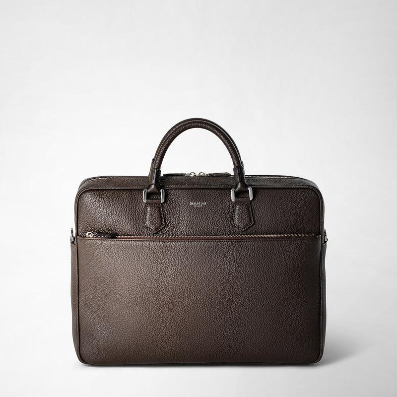 Serapian Borsa Business Slim In Pelle Cachemire Espresso