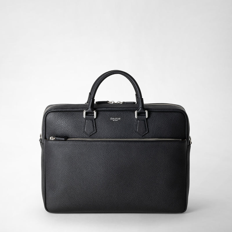 Serapian Borsa Business Slim In Pelle Cachemire Nero