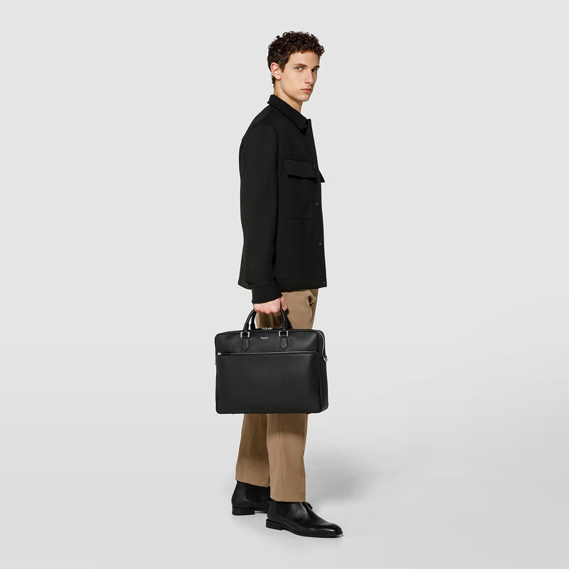Serapian Borsa business slim in pelle cachemire nero