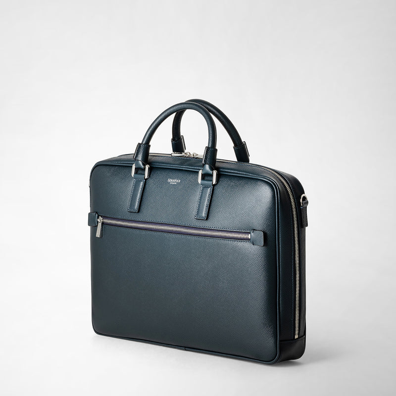 Serapian Borsa Business Slim In Pelle Evoluzione Blu Navy