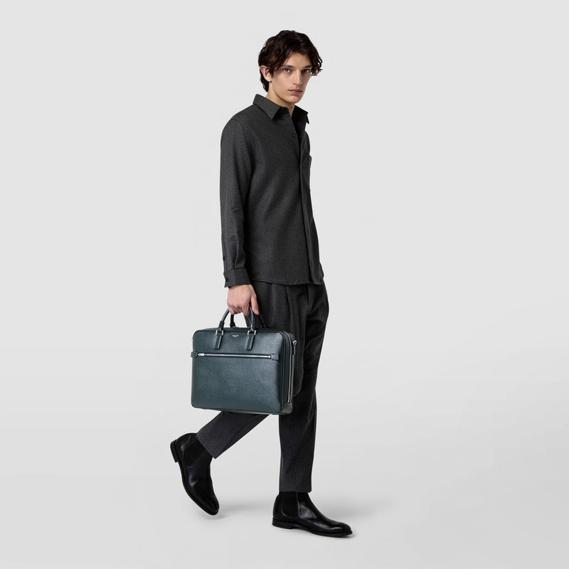 Serapian Borsa business slim in pelle evoluzione blu navy