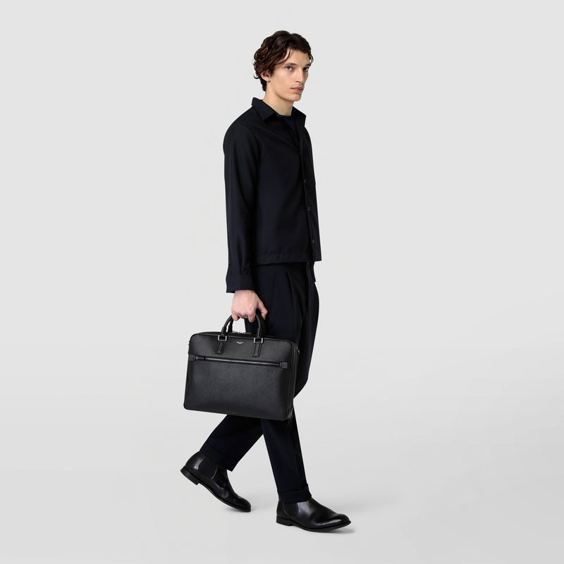 Serapian Borsa business slim in pelle evoluzione nero