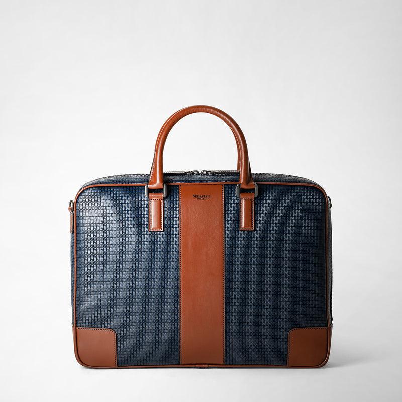Serapian Borsa Business Slim In Stepan Blu Oceano-cuoio