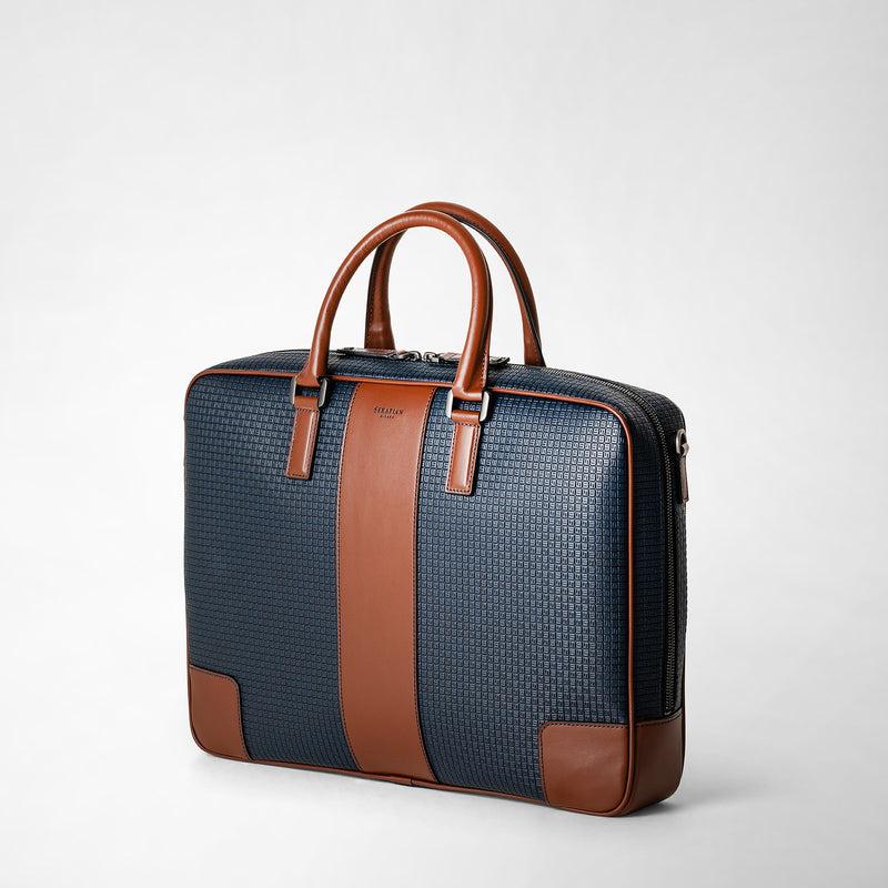 Serapian Borsa Business Slim In Stepan Blu Oceano-cuoio