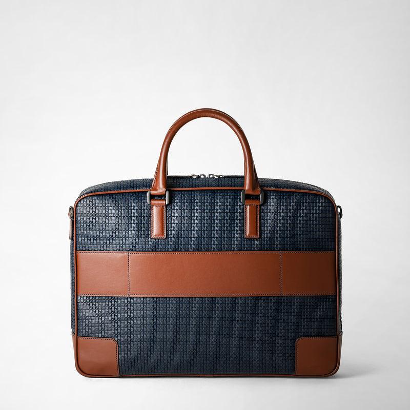 Serapian Borsa Business Slim In Stepan Blu Oceano-cuoio
