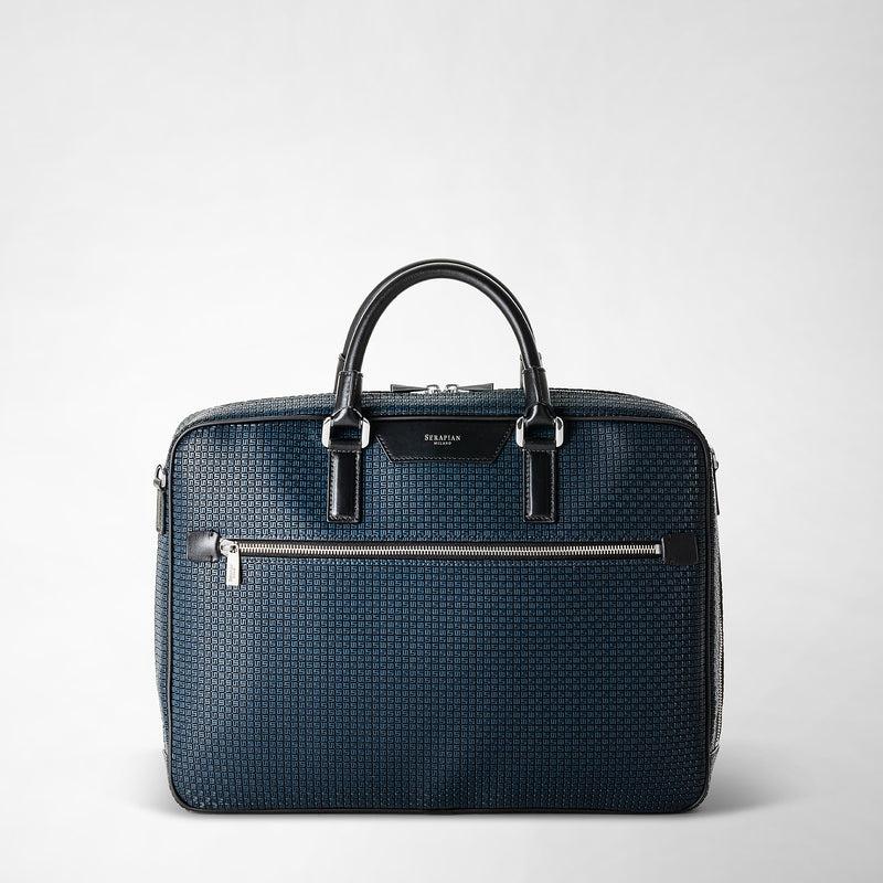 Serapian Borsa Business Slim In Stepan Blu Oceano-nero