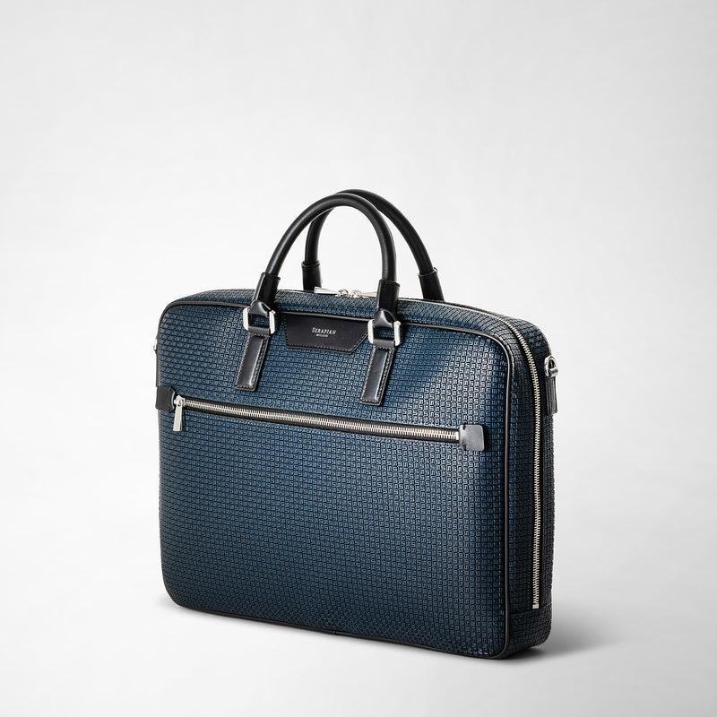Serapian Borsa Business Slim In Stepan Blu Oceano-nero