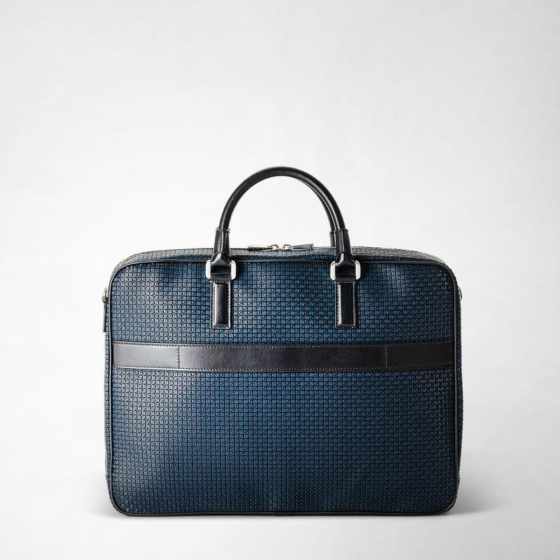 Serapian Borsa Business Slim In Stepan Blu Oceano-nero