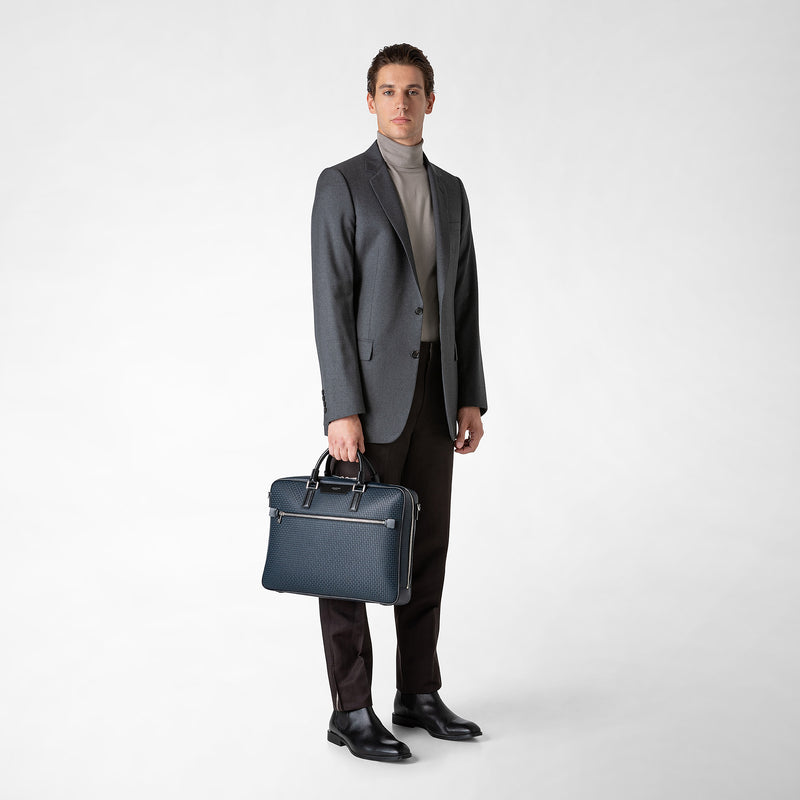 Serapian Borsa business slim in stepan blu oceano-nero