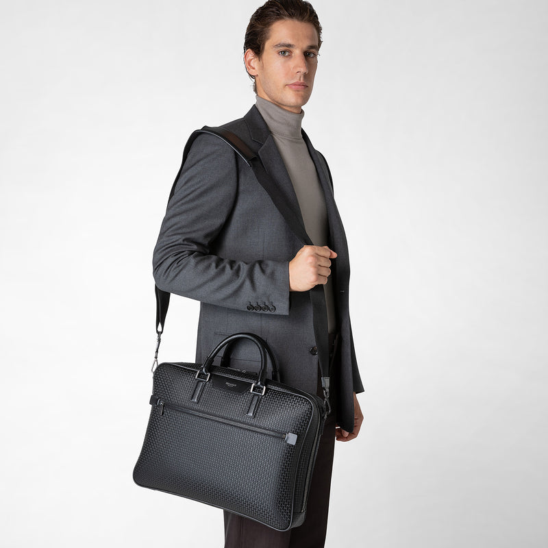 Serapian Borsa business slim in stepan nero-nero eclissi