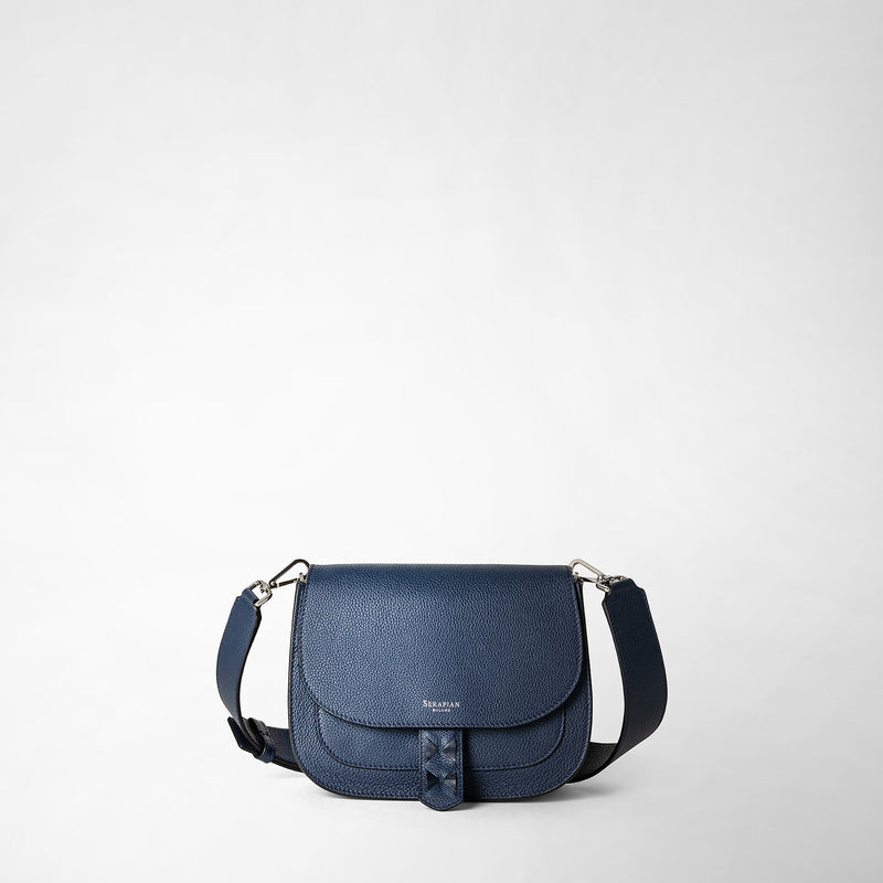 Serapian Borsa Luna Crossbody In Pelle Rugiada Blue Navy