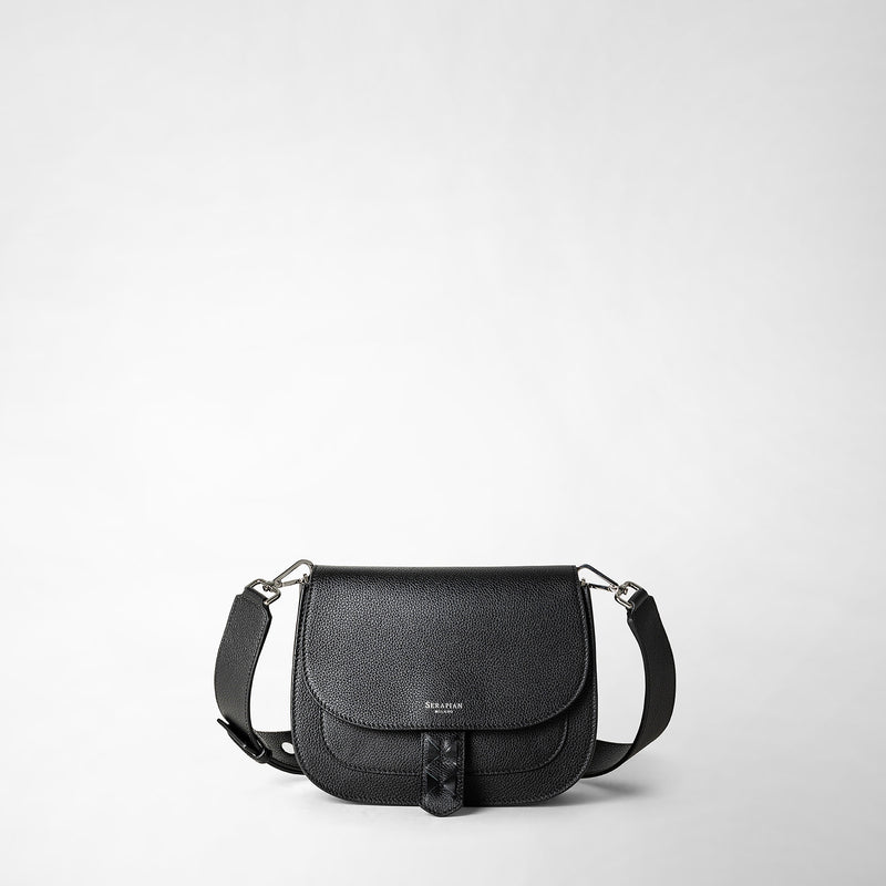 Serapian Borsa Luna Crossbody In Pelle Rugiada Nero