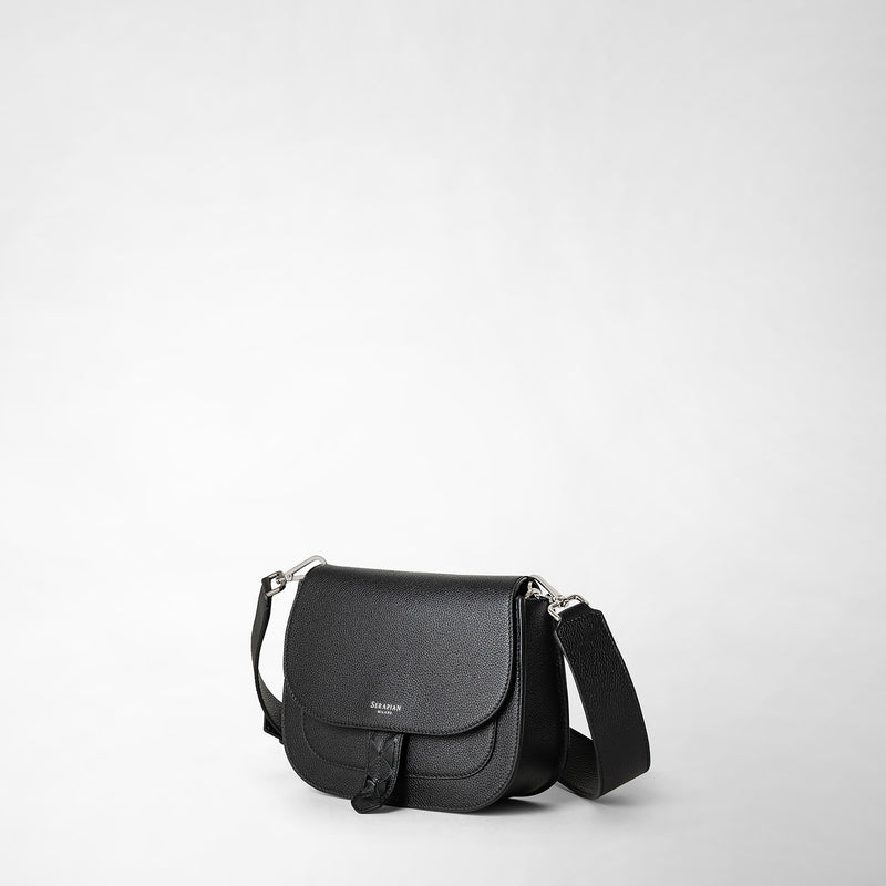 Serapian Borsa Luna Crossbody In Pelle Rugiada Nero