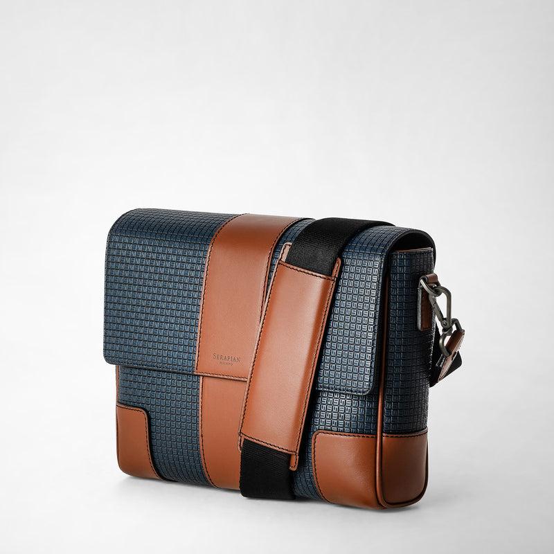Serapian Borsa Messenger Con Pattina In Stepan 72 Blu