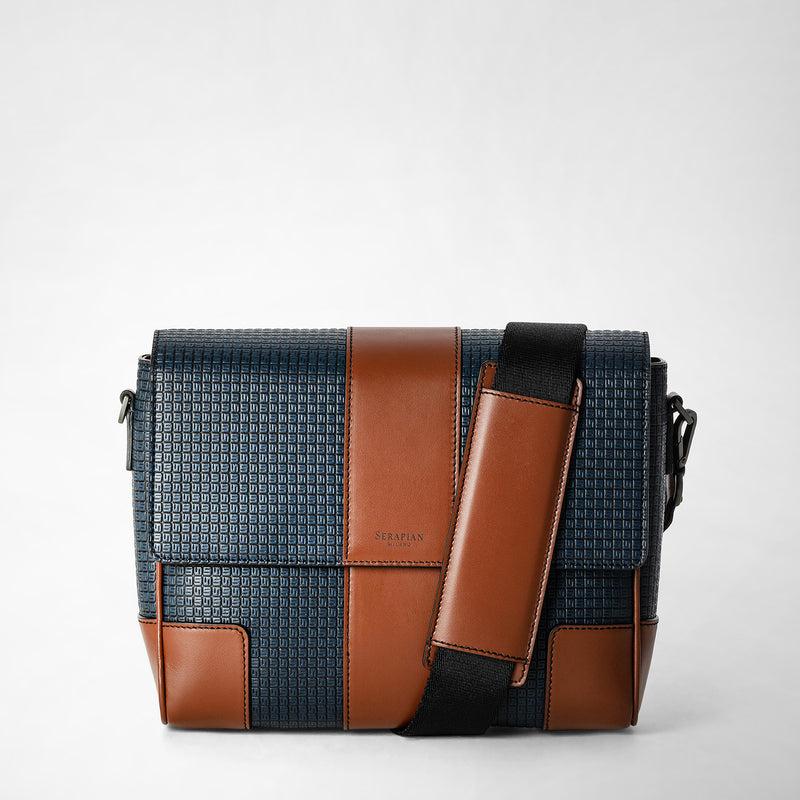 Serapian Borsa messenger con pattina in stepan 72 blu
