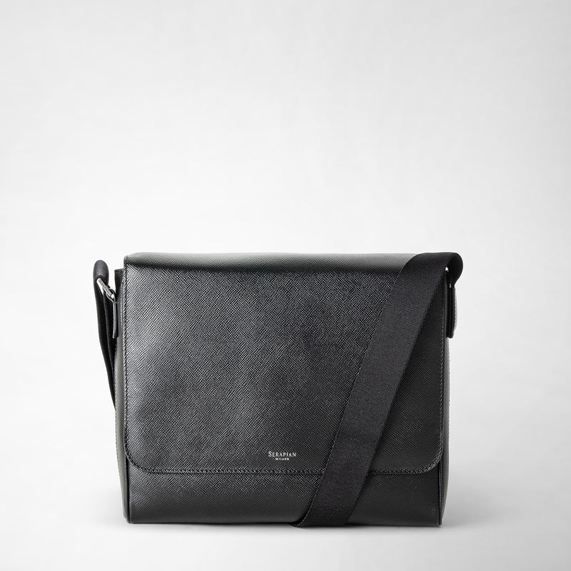 Serapian Borsa Messenger Piccola In Pelle Evoluzione Nero Eclissi
