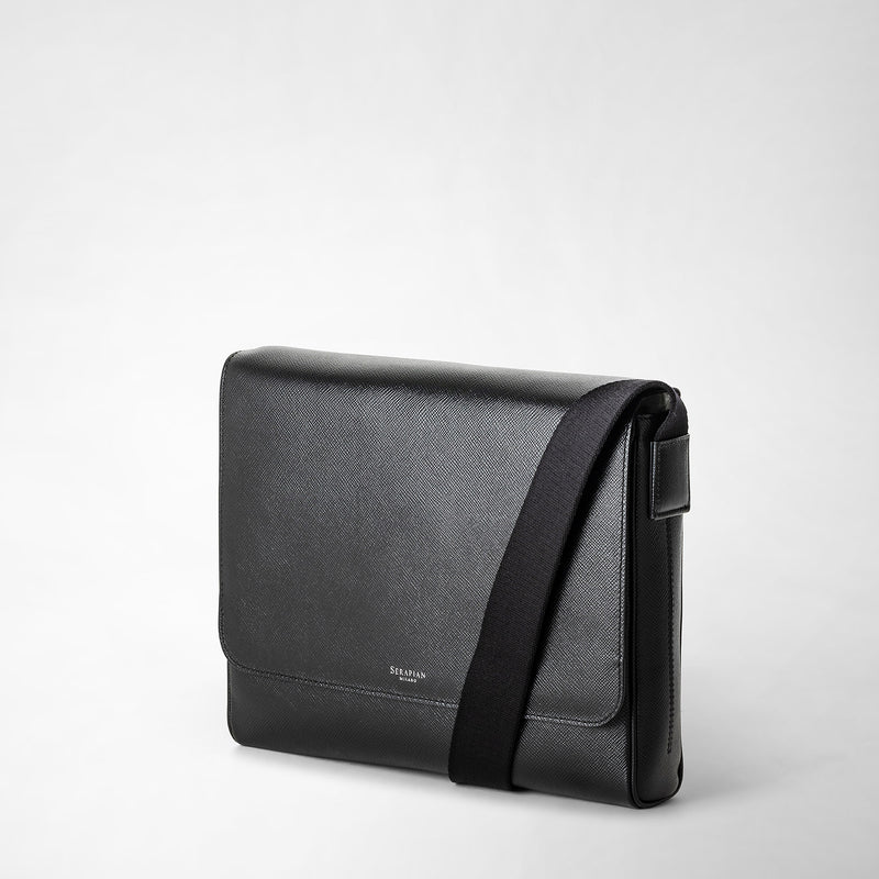 Serapian Borsa Messenger Piccola In Pelle Evoluzione Nero Eclissi