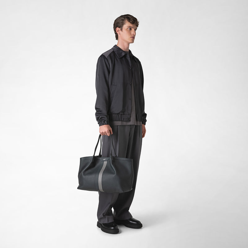 Serapian Borsa secret tote in pelle cachemire blu navy-asfalto