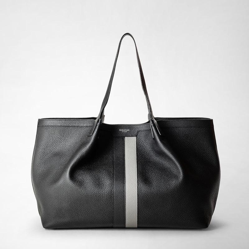 Serapian Borsa Secret Tote In Pelle Cachemire Nero-asfalto