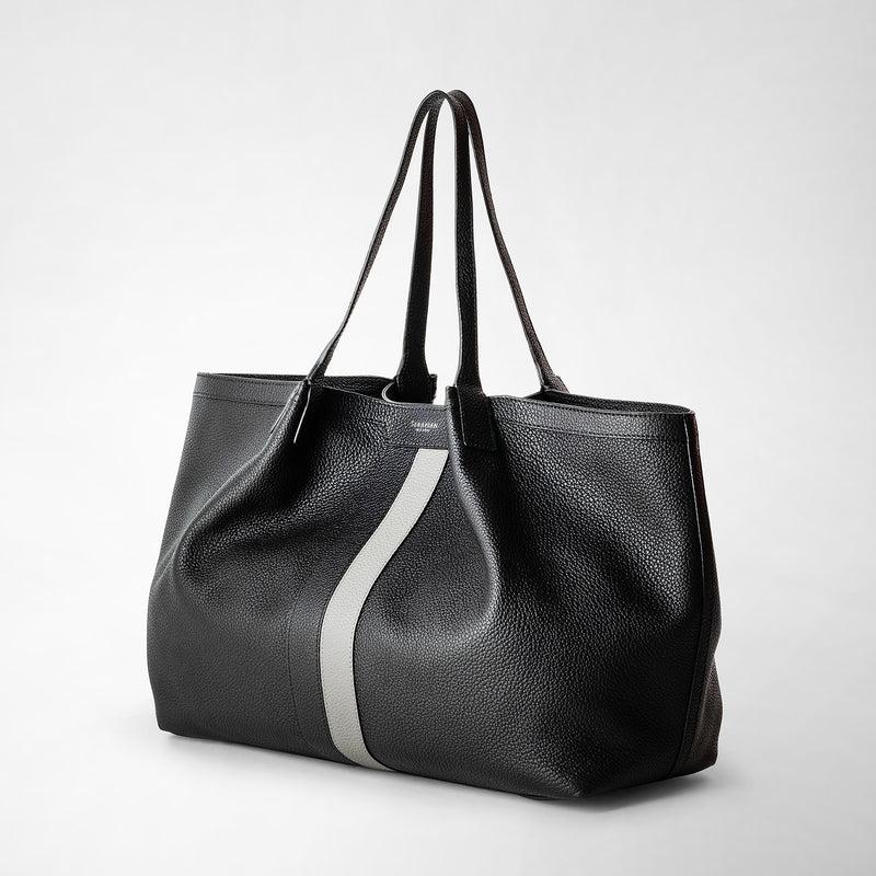 Serapian Borsa Secret Tote In Pelle Cachemire Nero-asfalto